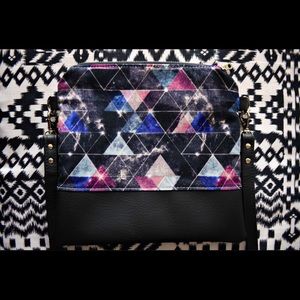 Abstract geometric starry vegan leather crossbody